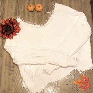 Vici White crop oversized sweater